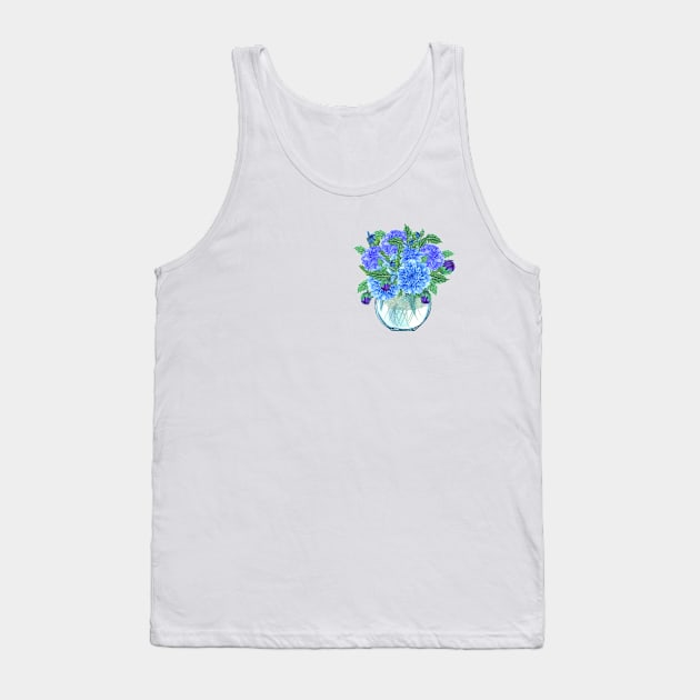 Blue Dahlia Flowers Tank Top by gronly